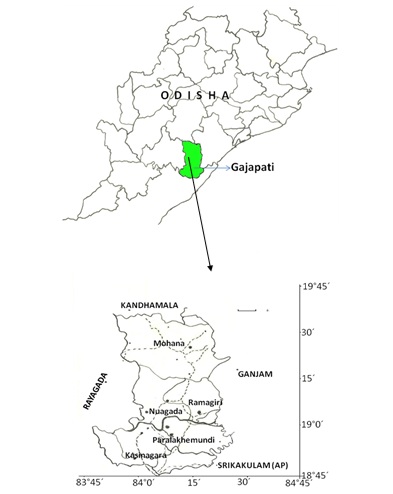 Fig: Map showing the Mohana forest division of Gajapati district of Odishs